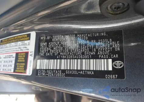 2010 Toyota Avalon Xl from USA, damaged, VIN 4T1BK3DB5AU363951